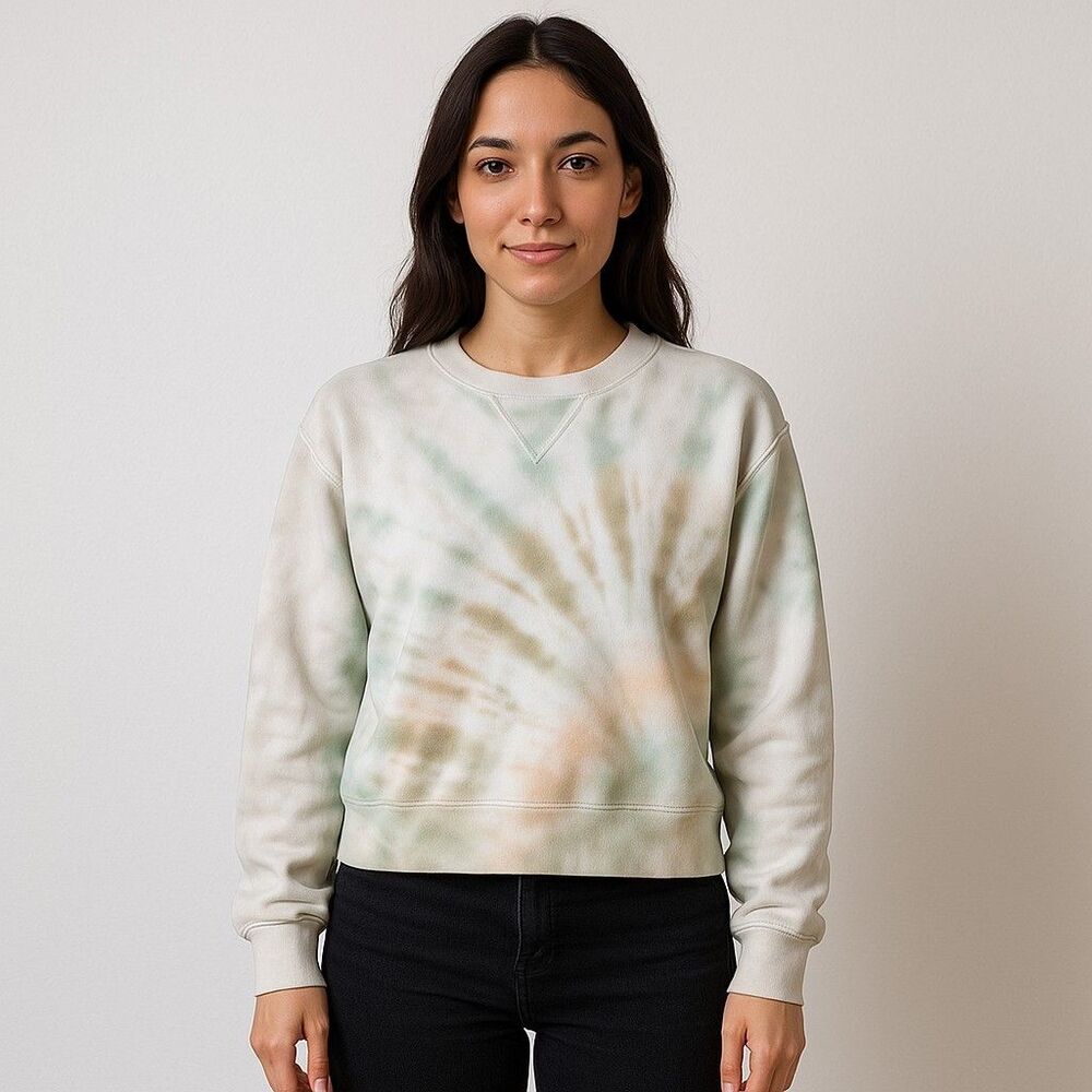 Abercrombie & Fitch Women Sweatshirt S Pastel Rainbow Tie Dye Relaxed Soft A&F